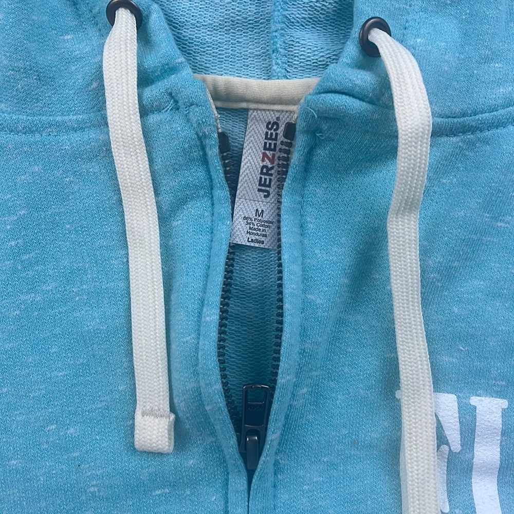 Jerzees Fiji Water Snow Heather French Terry Raglan Full Zip Hoodie S115-3 - Picture 2 of 4
